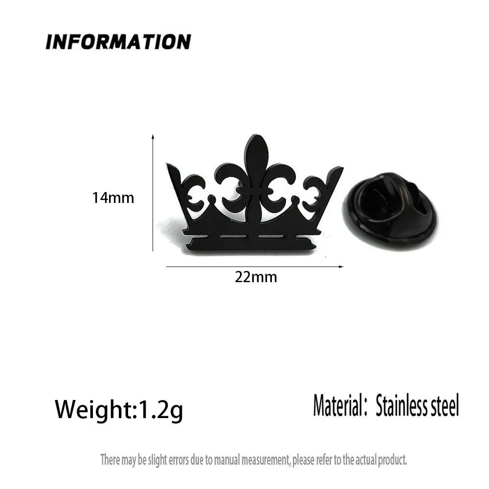 New crown gold-plated stainless steel badge, suit lapel pin, gold-plated men's brooch, business clothing matching Vera Lux
