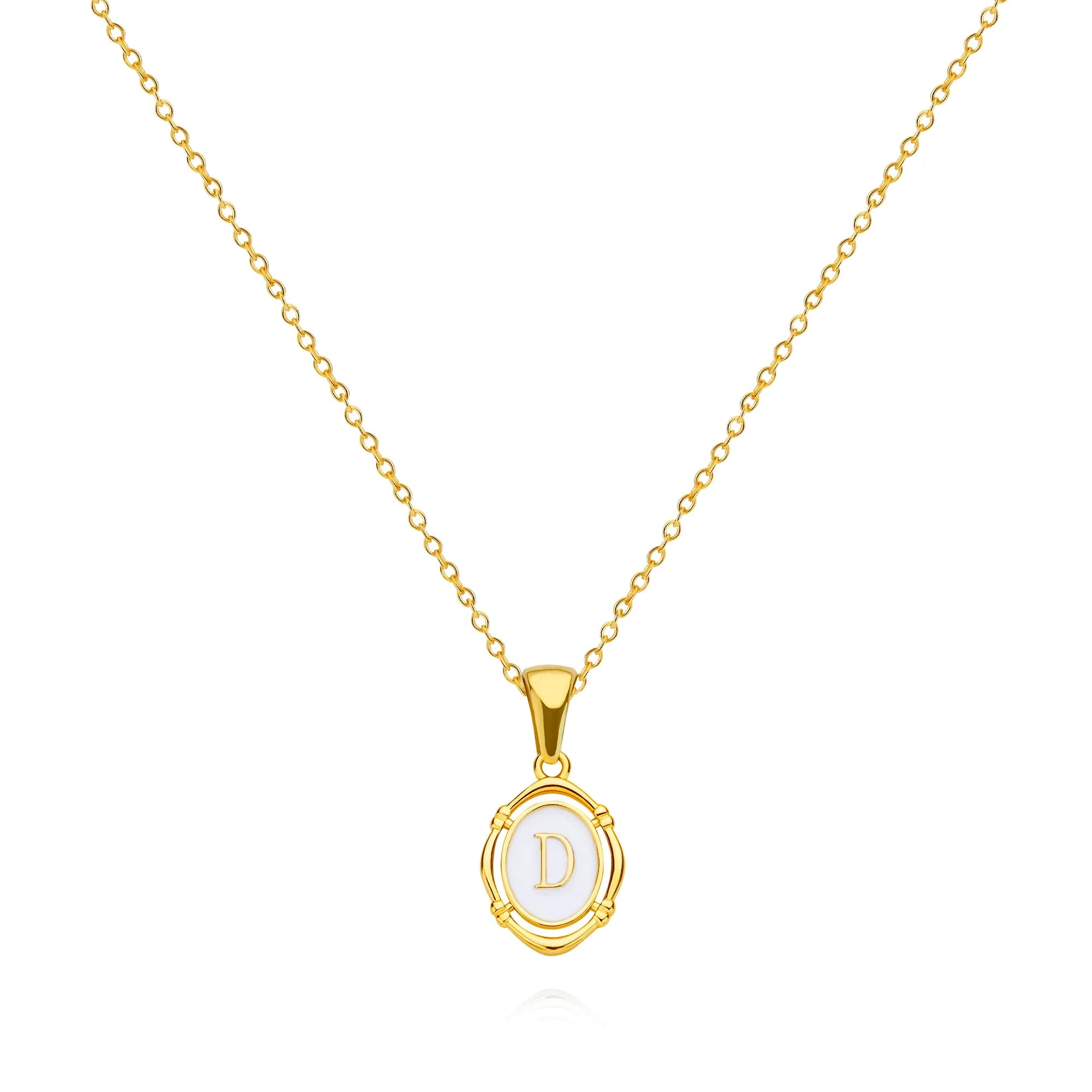 A-Z Letter Initial Enamel Necklace For Women Gold Color Stainless Steel Chain Exquisite Pendant Necklace Fashion Jewelry Gift Vera Lux