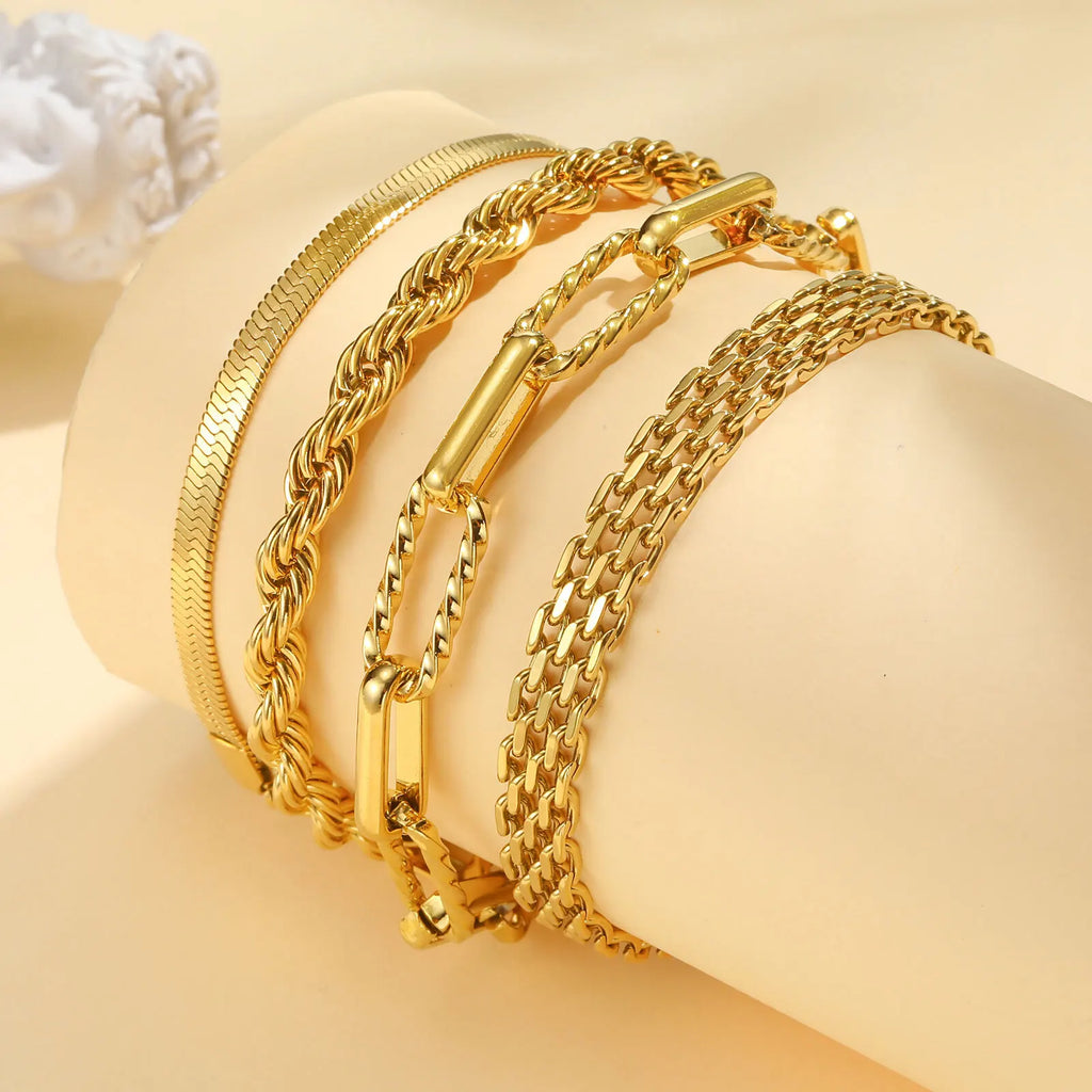Waterproof Stainless Steel Chain Bracelets For Women , Gold Plated Fashion Stackable Link Bracelet Gifts Vera Lux