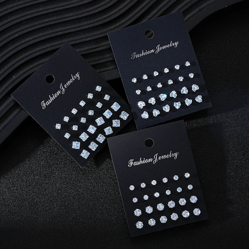 36 Pcs Simple Shiny Rhinestone Stud Earrings Set for Women Fashion Crystal Zircon Pearl Earring New Jewelry Accessories Gifts Vera Lux