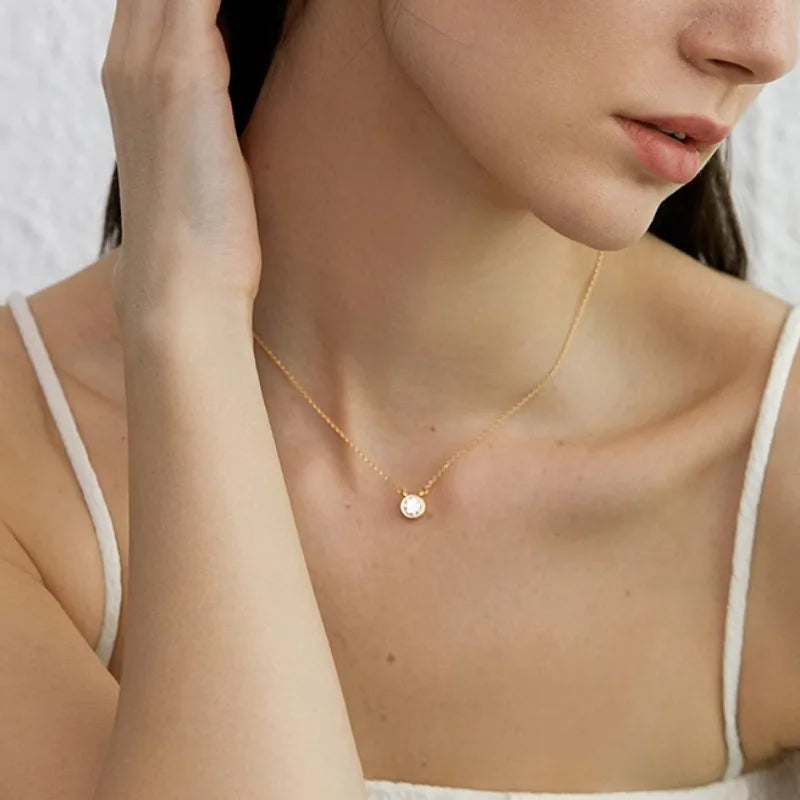 VENTFILLE 925 Silver Circular Geometry Rose Necklace Dropwise Glaze Korean Gentle Jewelry Birthday Gift Wholesale Vera Lux