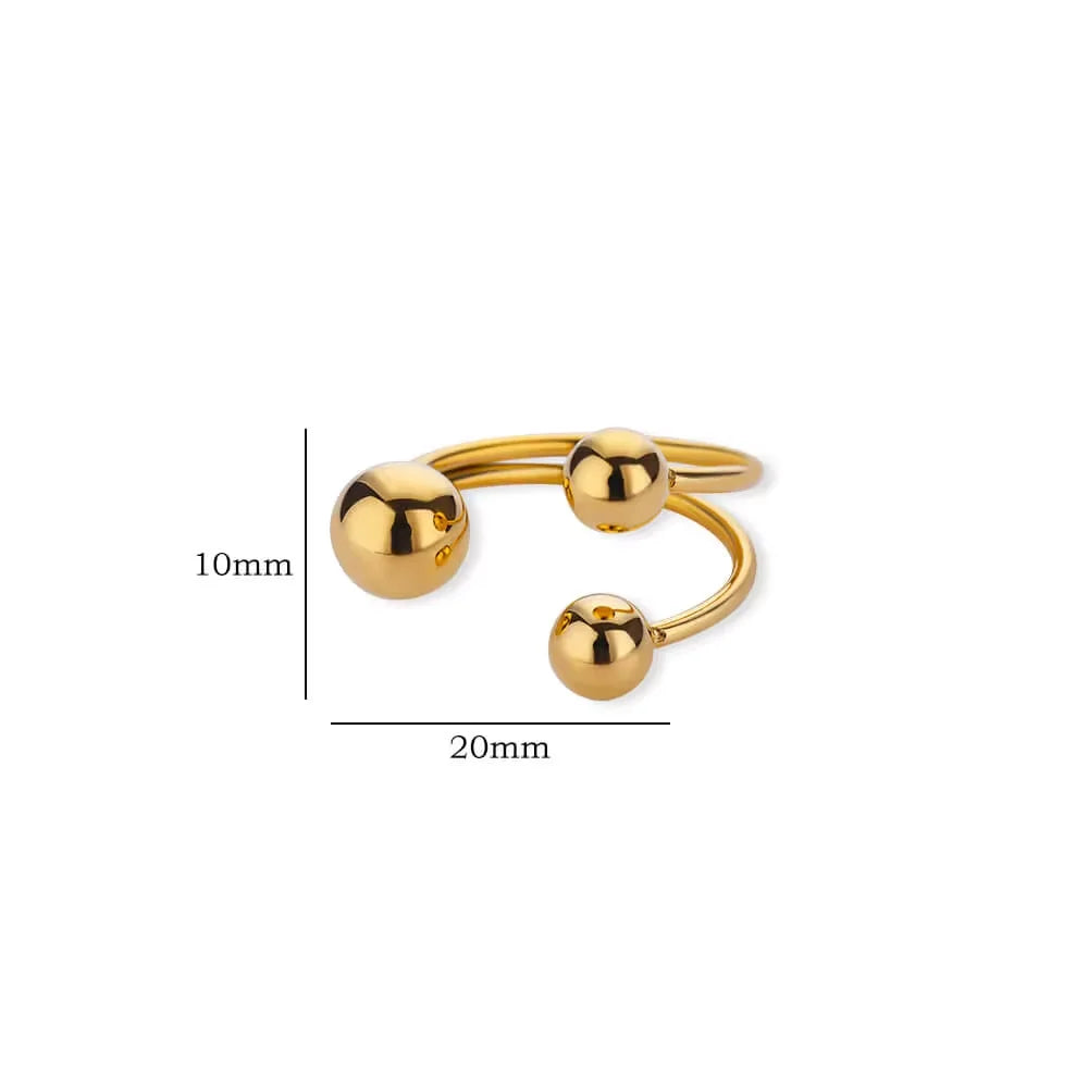 Stainless Steel Double Ball Adjustable Ring For Women Unisex Gold Color Trendy Finger Rings Decompression Jewelry Gifts Anillos Vera Lux