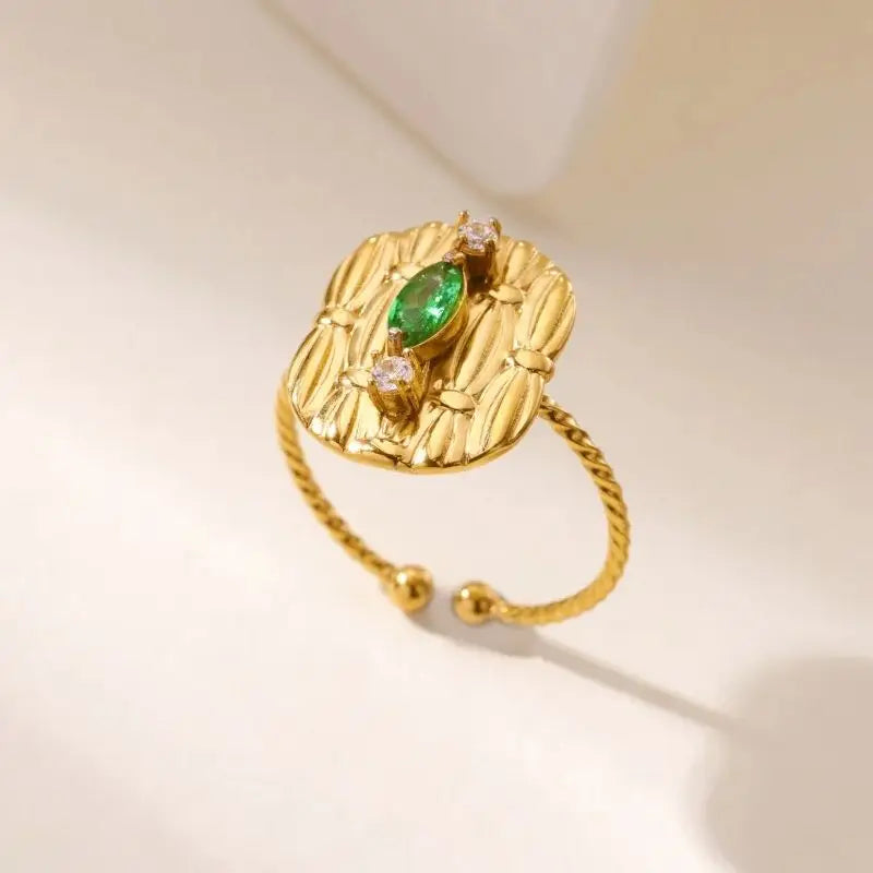 Zircon Geometric Rings For Women Stainless Steel Gold Color Open Adjustable Ring 2025 New Fashion Wedding Couple Jewelry Gift Vera Lux