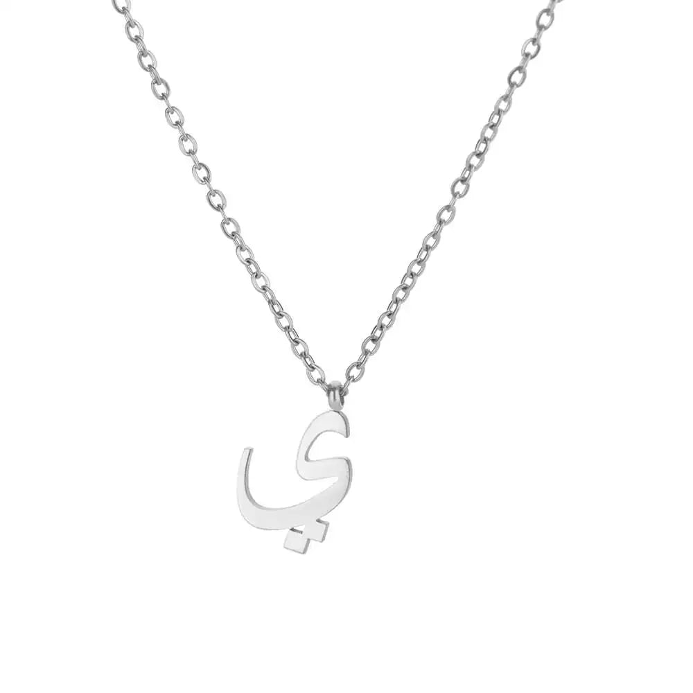 Arabic Letter Name Pendant Necklace For Women Stainless Steel Inital Chain Choker Collar Necklace 2024 Wedding Jewelry bijoux Vera Lux