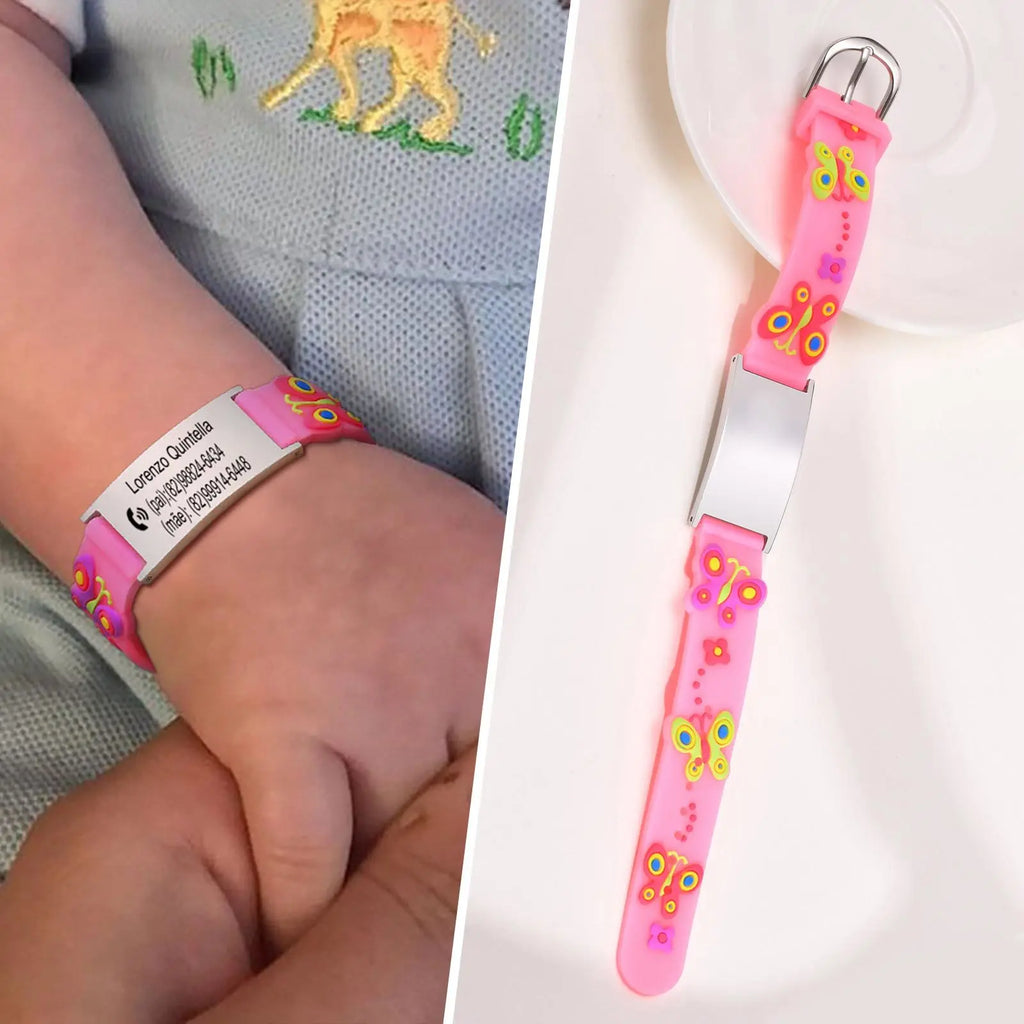 Customzied Personalized ID Bracelet for Little Girls Boys, Silicone Bracelet Adjustable, Engrave Quotes Inspirational Gift Vera Lux