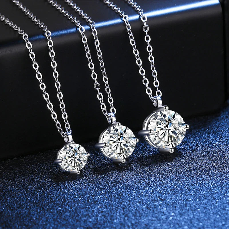NeeTim 1ct 2ct 3ct D VVS1 Moissanite Necklace for Women Sterling Silver 925 with White Gold Plated Lab Diamond Sparkling Pendant Vera Lux