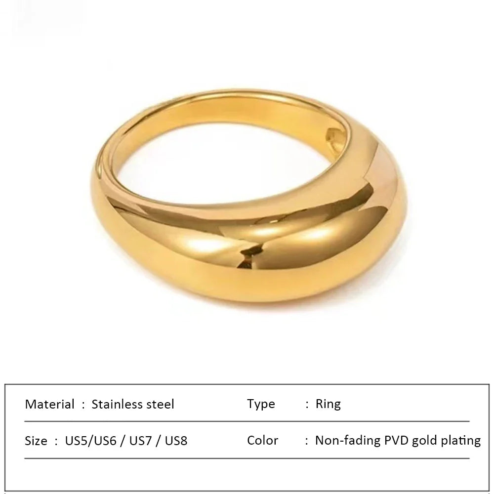 Simple Stainless Steel Women's Ring Glossy Curved Gold Color French Punk Party Ornaments for Woman Wholesale Dropshipping Vera Lux