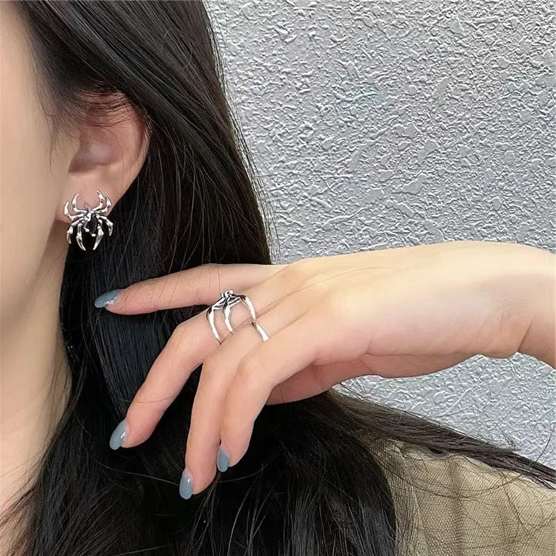 Halloween Gothic Retro Old Spider Zircon Earrings Women Fashion Design Black Zircon Earring Party Jewelry Gifts Wholesale Vera Lux