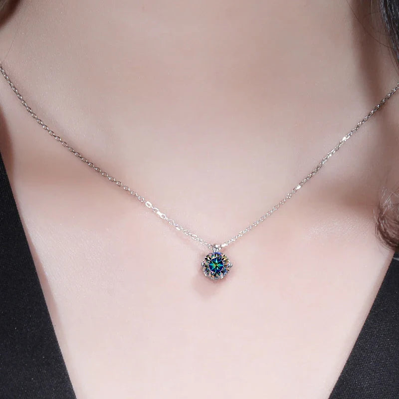 NeeTim 1CT 2CT Real Moissanite Pendant Necklace For Women Top Quality 925 Sterling Silver Wedding Party Bridal Luxury Jewelry Vera Lux