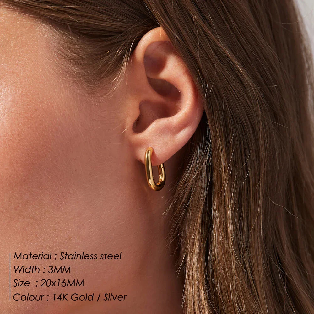 Stainless Steel Prevent Allergy Stud Earrings France Fashion Vintage Handmade U-Shape Circle Bride Jewelry Gifts Vera Lux