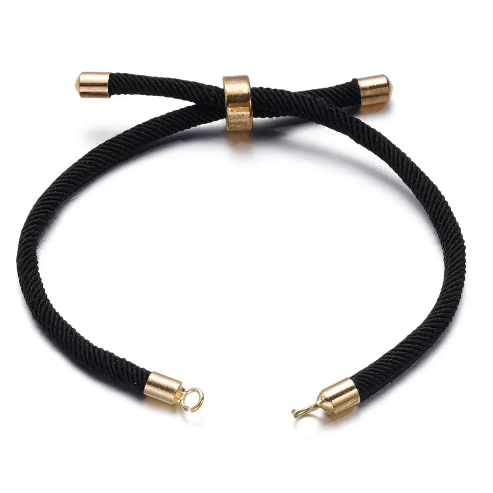 1pc Adjustable Nylon Braided Twisted Cords Slider Friendship Bracelets with Brass Cord End for Jewelry Making DIY Findings Vera Lux