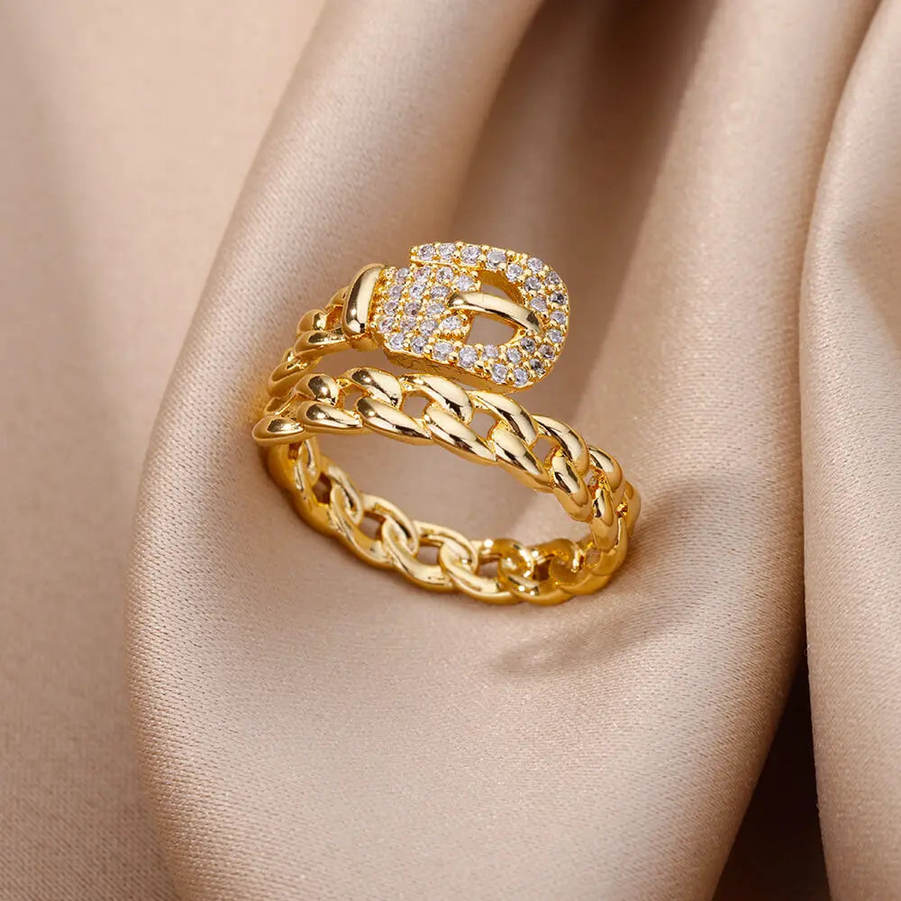 Zircon Stone Rings for Women Stainless Steel Gold Color 2024 New Trend Wedding Ring Jewelry Gift bague femme anillos mujer Vera Lux