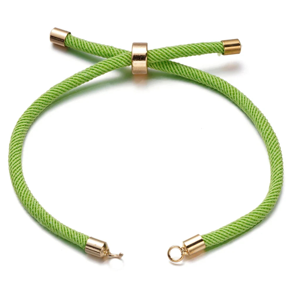 1pc Adjustable Nylon Braided Twisted Cords Slider Friendship Bracelets with Brass Cord End for Jewelry Making DIY Findings Vera Lux