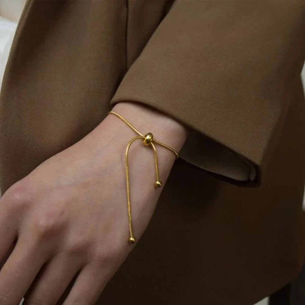 Korean Adjustable Stainless Steel Bracelet for Women Girl Men High Quality Design Gold Color Snake Chain Jewelry Wholesale Vera Lux
