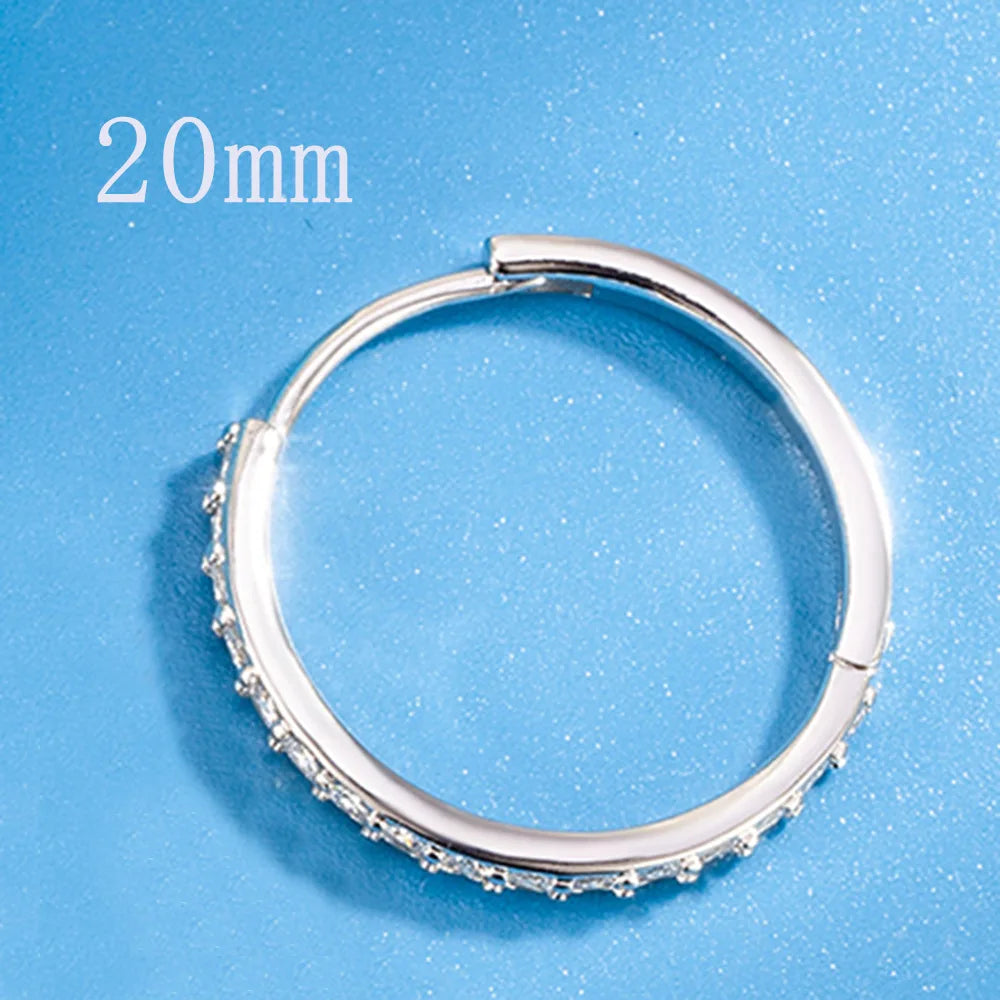 925 Sterling Silver 8/12/16/20MM Zircon Hoop Earrings For Women Wedding Engagement Luxury Jewelry Accessories Money 925 Vera Lux