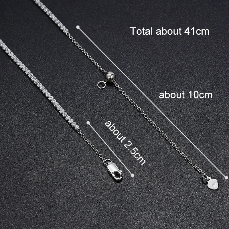 NeeTim 2mm D Color All Moissanite Tennis Necklace for Women Adjustable Choker Chain 925 Sterling Silver with Gold Plated Jewelry Vera Lux