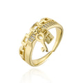 NEWBUY Fashion Gold Color Copper Wedding Jewelry Luxury AAA CZ Zircon Lock & Key Charm Finger Ring Adjustable For Women Girl Vera Lux