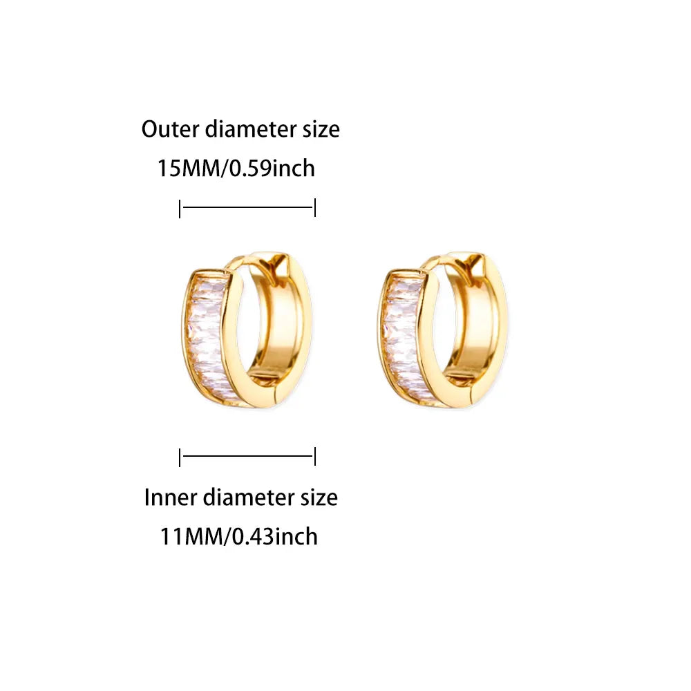 Cubic Zirconia Hoop Stud Earrings For Women Stainless Steel Gold Color Piercing Earring 2025 New Fashion Wedding Jewelry Gift Vera Lux