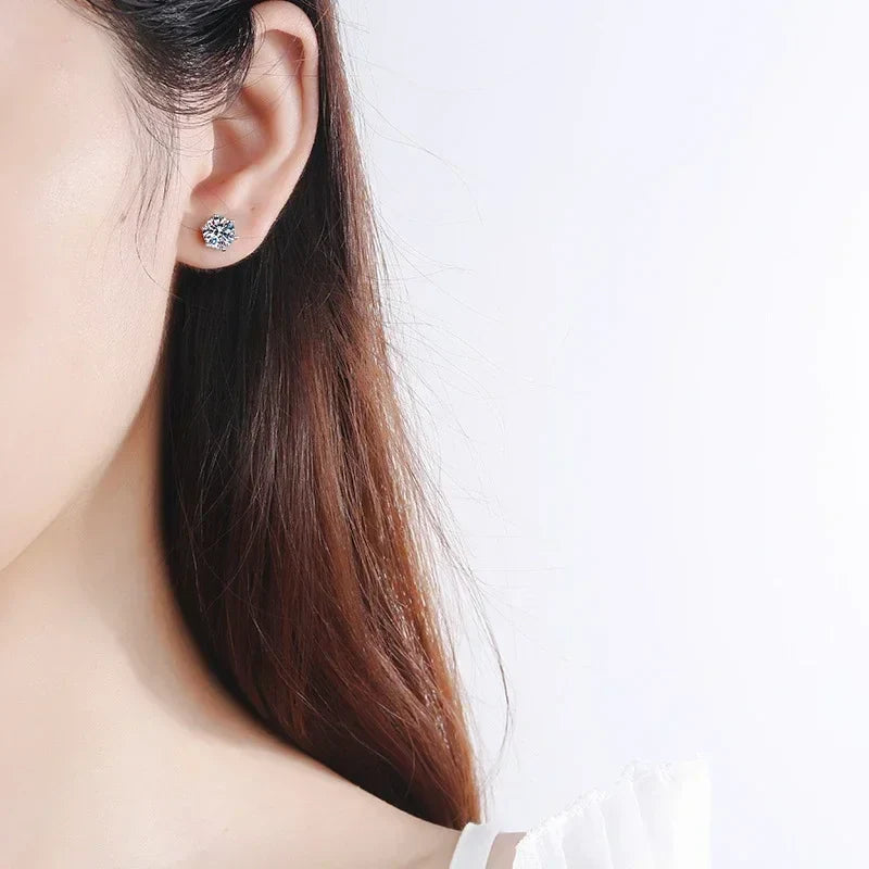 NeeTim 0.1-2 Carat D Color Moissanite Earrings For Women 925 Sterling Silver Ear Studs Sparkling Diamond Wedding Fine Jewelry Vera Lux