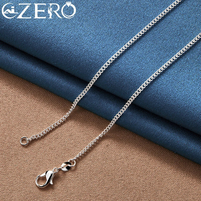 ALIZERO 40-70cm 925 Sterling Silver 2mm Side Chain Necklace For Women Men Wedding Party Fashion Charm Jewelry Gift Vera Lux