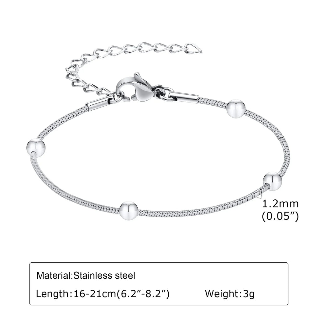 Women Chain Bracelet Silver Color, Stainless Steel Link Stackable Bracelets, Layered Fashion Accessories Gifts Vera Lux