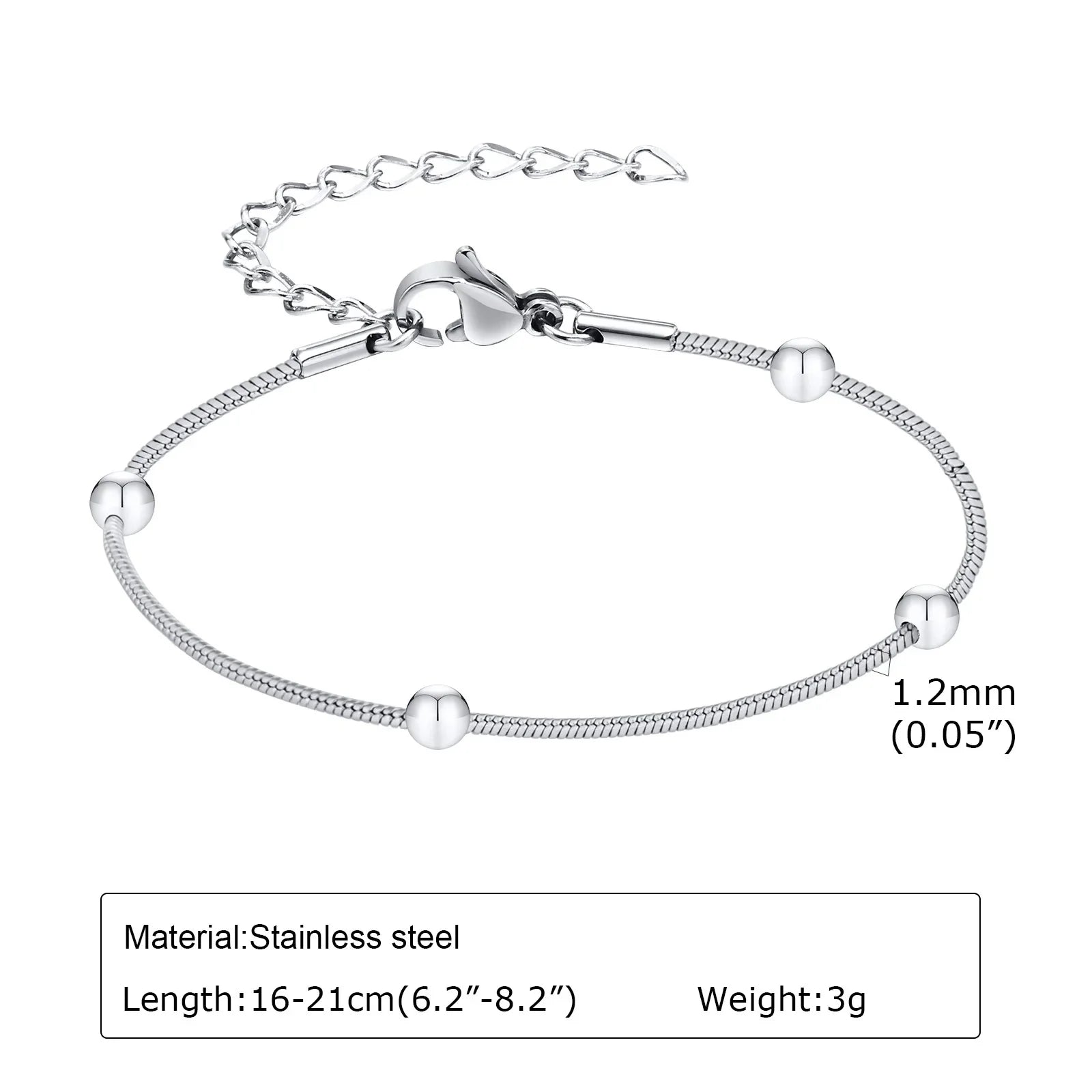 Women Chain Bracelet Silver Color, Stainless Steel Link Stackable Bracelets, Layered Fashion Accessories Gifts Vera Lux