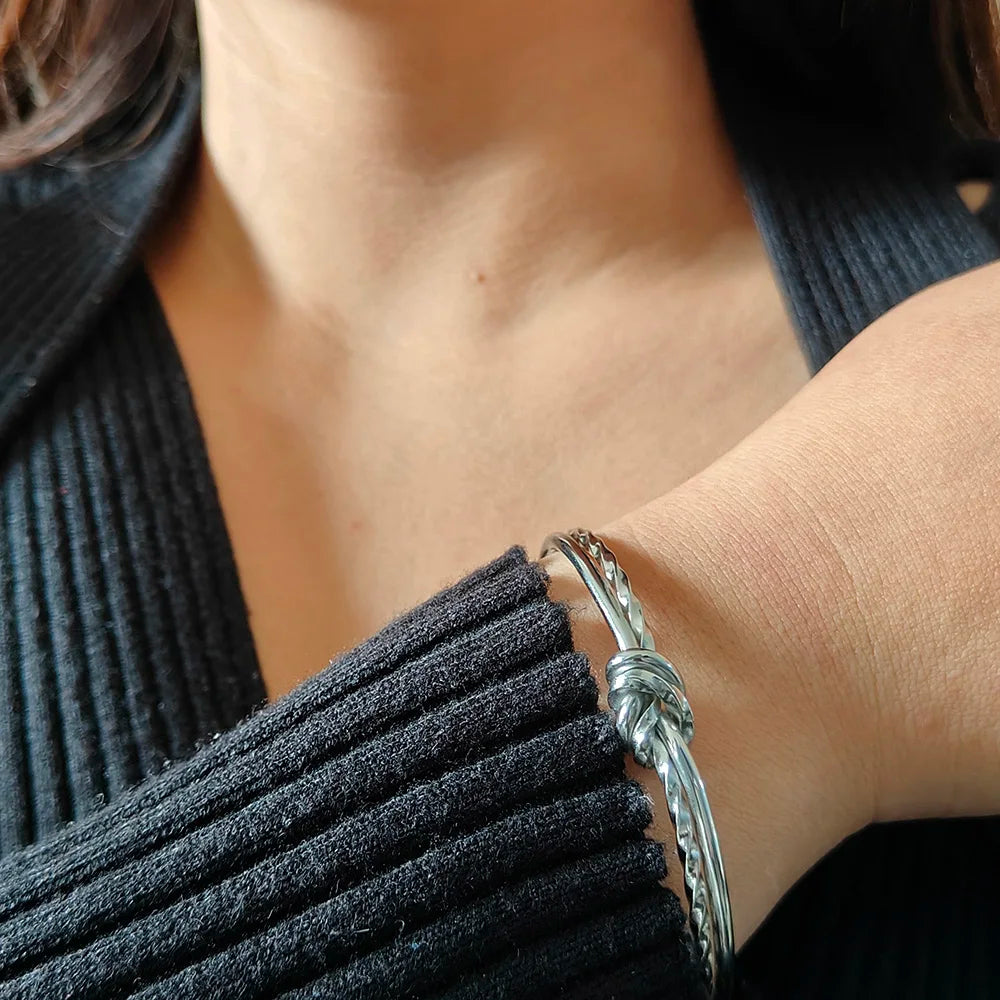 Women's Bangles Twisted Wrap Knot Bracelet Punk Stainless Steel Jewelry for Men Women Wrist Cuff Bracelets Bangle Accessories Vera Lux