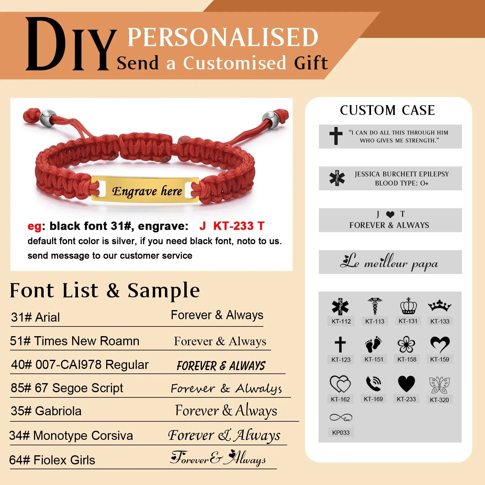 Personalized Name Bracelet for Girl Boy Child, Adjustable Braided Rope Custom ID Tag Bracelet, Engrave Birthday Christmas Gift Vera Lux