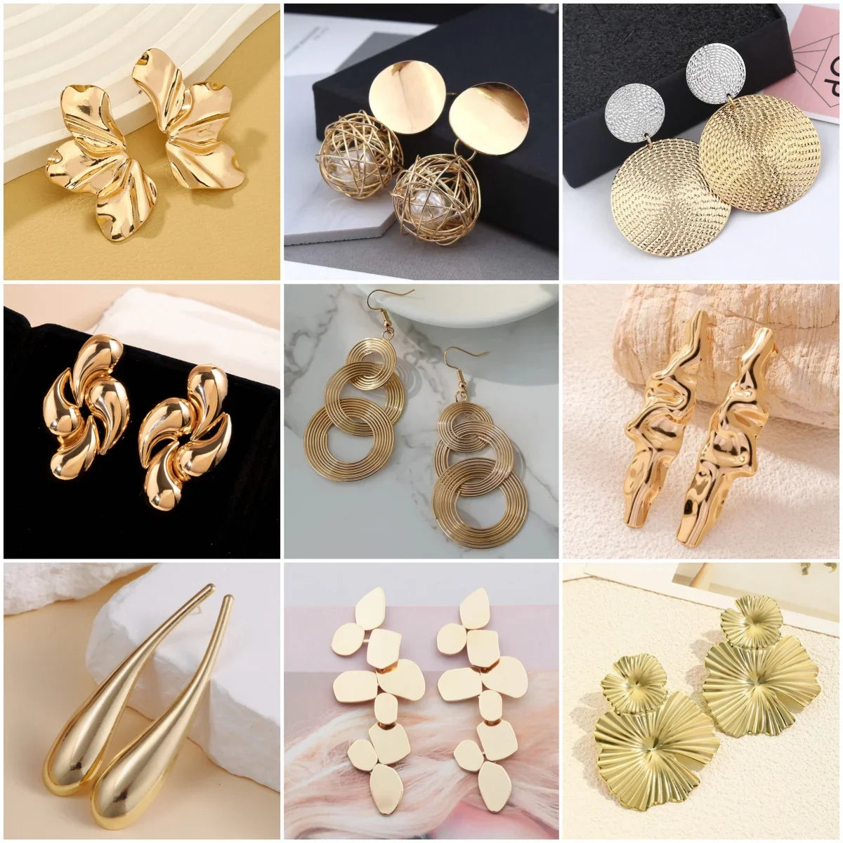 Minimalism Personality Metal Drop Earrings for Women Leaf Round Water Droplet Butterfly Twist Metal Earrings Geometry Jewelry Vera Lux