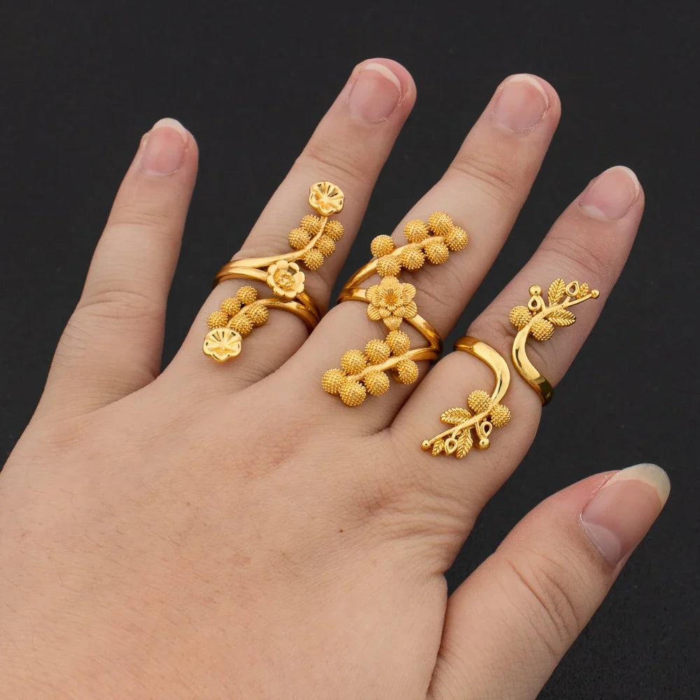 Luxury 18K Gold Plated Rings Copper Party Women Adjustable Long Rings Fashion Wedding Bride Round Opening Lady Finger Ring Gift Vera Lux