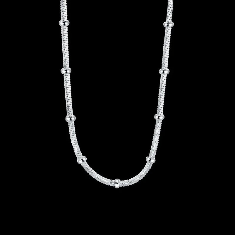 45-50cm 925 Sterling Silver Necklace Snake chain Beautiful Simple bead For Women wedding Fashion Jewelry Christmas Gifts Vera Lux