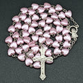 White Heart Rosary Necklace For Women Virgin Mary Cross INRI Pendant Long Chain Men Religion Prayer Party Jewelry Accessories Vera Lux