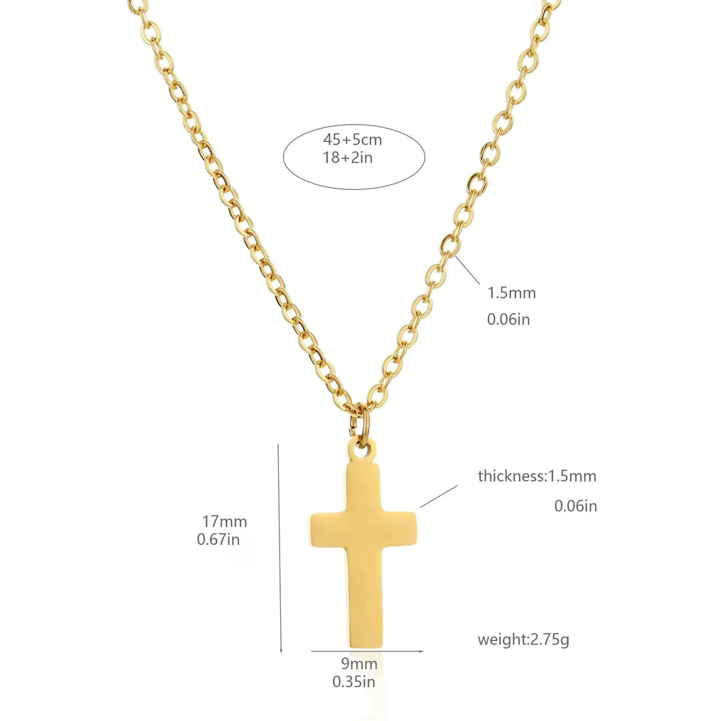 Stainless Steel Cross Necklace For Women Gold Silver Color Waterproof Chain Men Fashion Never Fade Jewelry Accessories Vera Lux