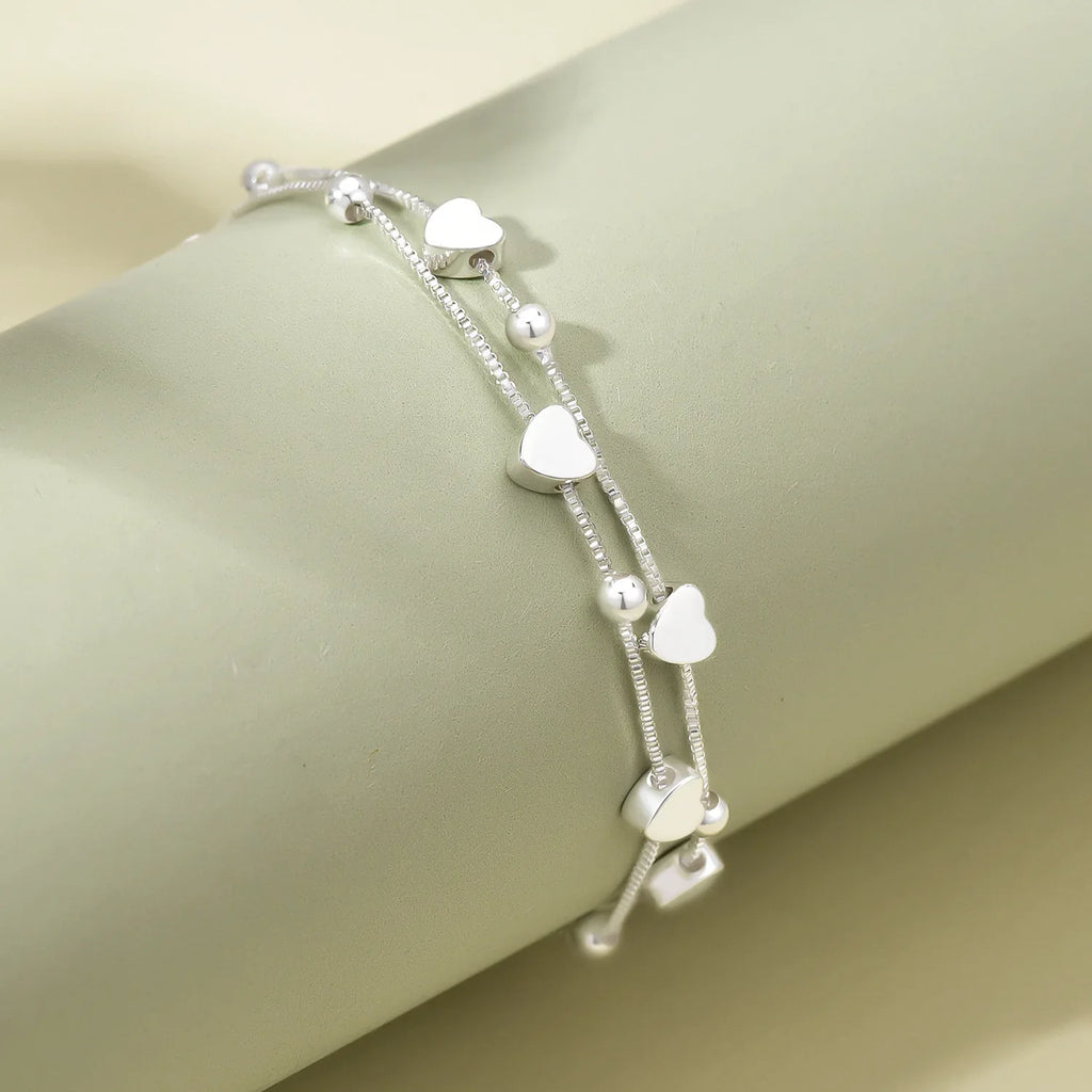 925 Sterling Silver Bracelets Woman Heart Ball Chain Charm Bracelet Couple Designer Jewelry Accessories Wholesale Jewellery Vera Lux