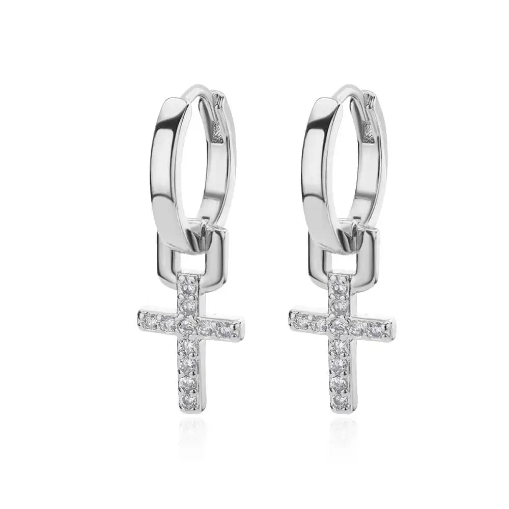 Zircon Cross Dangle Earrings For Women Girls Stainless Steel Cross Earring 2023 Trending Couple Wedding Aesthetic Jewelry aretes Vera Lux
