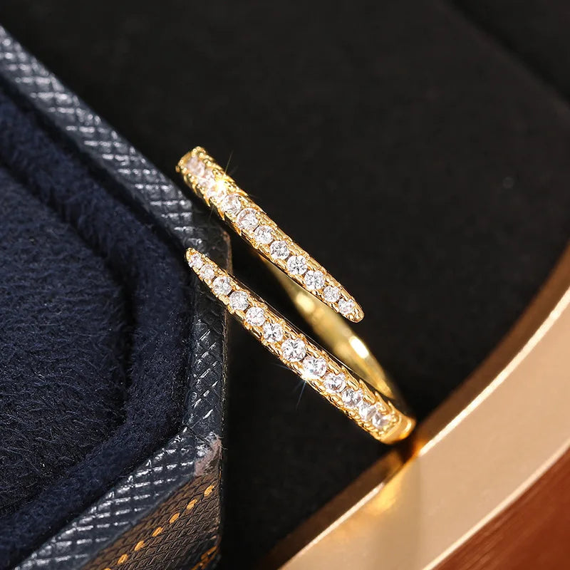925 Sterling Silver Trendy Circle Finger Rings for Women Dazzling CZ Adjustable Ring Daily Wear Stackable Accessory Fine Jewelry Vera Lux