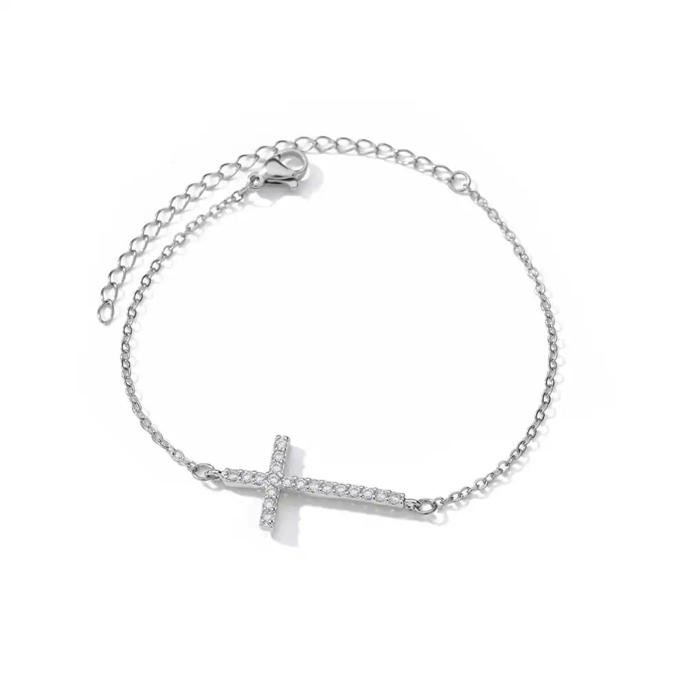 Crystal Cross Bracelets For Women Fashion Gold Plated Stainless Steel Cross Bracelet Vintage Religion Aesthetic Jewelry Gift Vera Lux