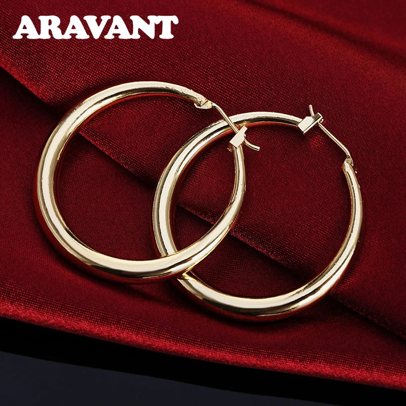 Aravant 925 Silver 35mm Rose Gold Hoop Earrings For Women Girls Fashion Jewelry Vera Lux
