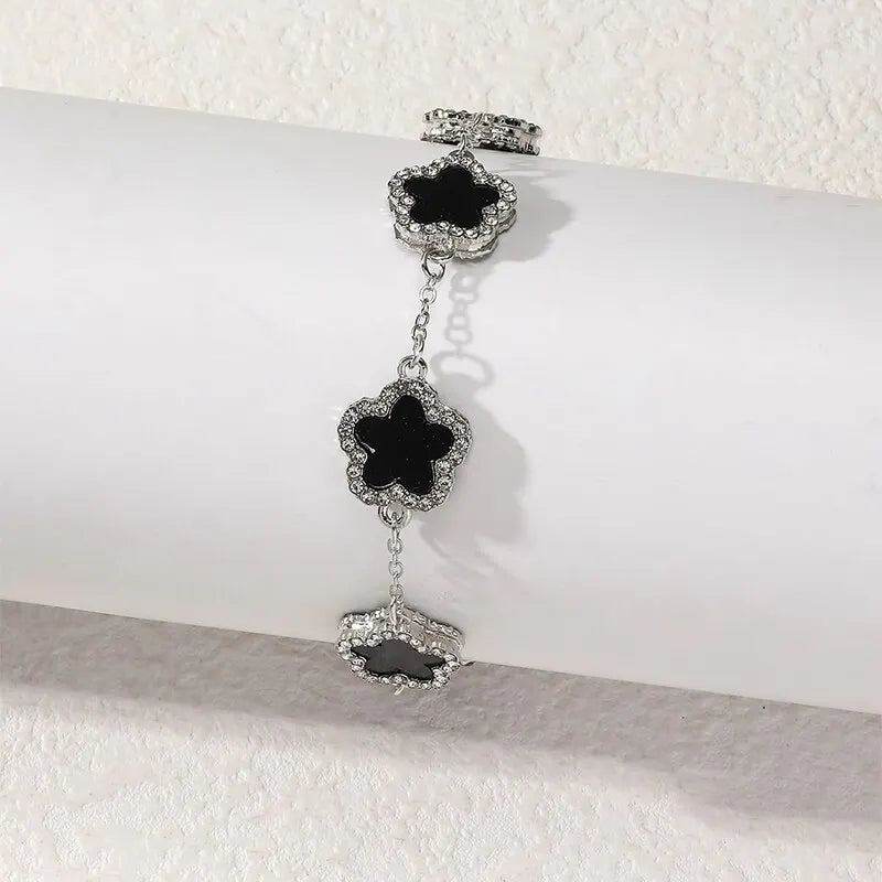 Flower Shape Bracelet Multi Colored With Shiny Cubic Zircon Adjustable Chain Sweet Style Personality Simple Design Jewelry Vera Lux
