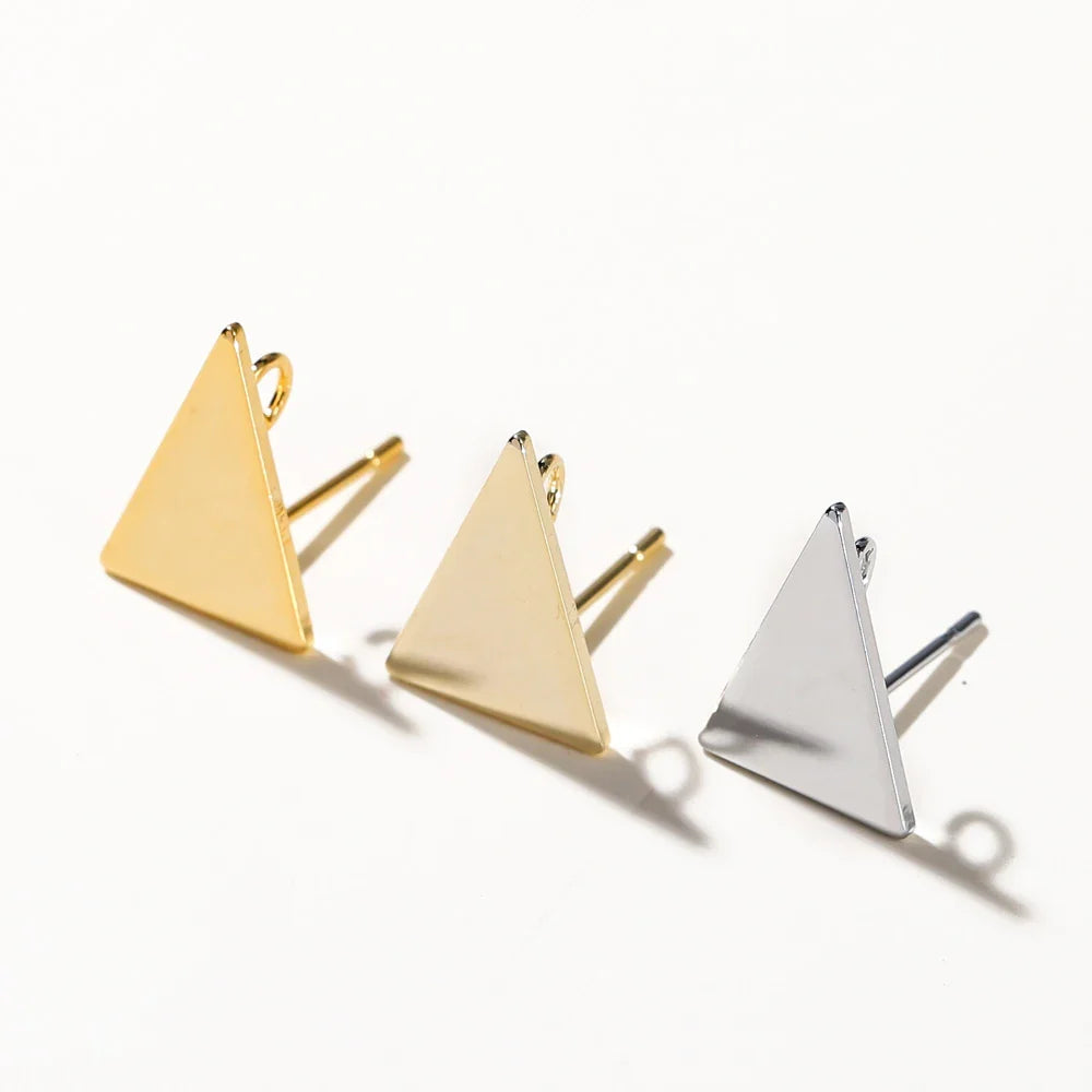 10pcs/lot 10x15MM 18K Gold Plated Brass Triangle Stud Earrings High Quality DIY For Jewelry Making Finding Earrings Accessories Vera Lux