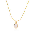 Round Opal Necklace For Women Girls Stainless Steel Natural Stone Pendant Chains Choker Necklaces New In Jewelry Gift Collier Vera Lux