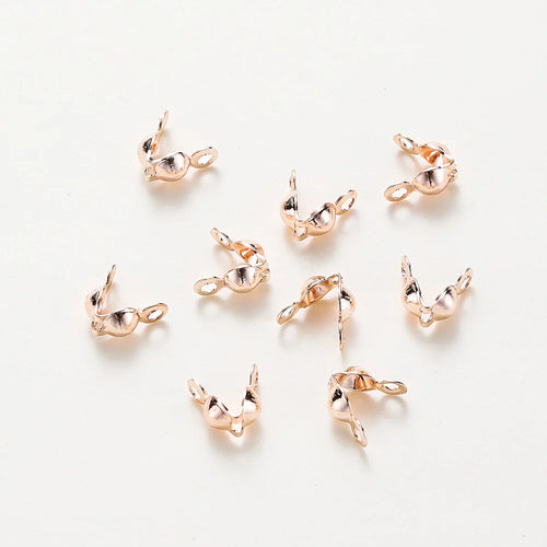 14K 18K Real Gold Plated Double Hole End Clasp Beads Open Cover Crimp Connector Beads For DIY Jewelry Making Necklace Component Vera Lux