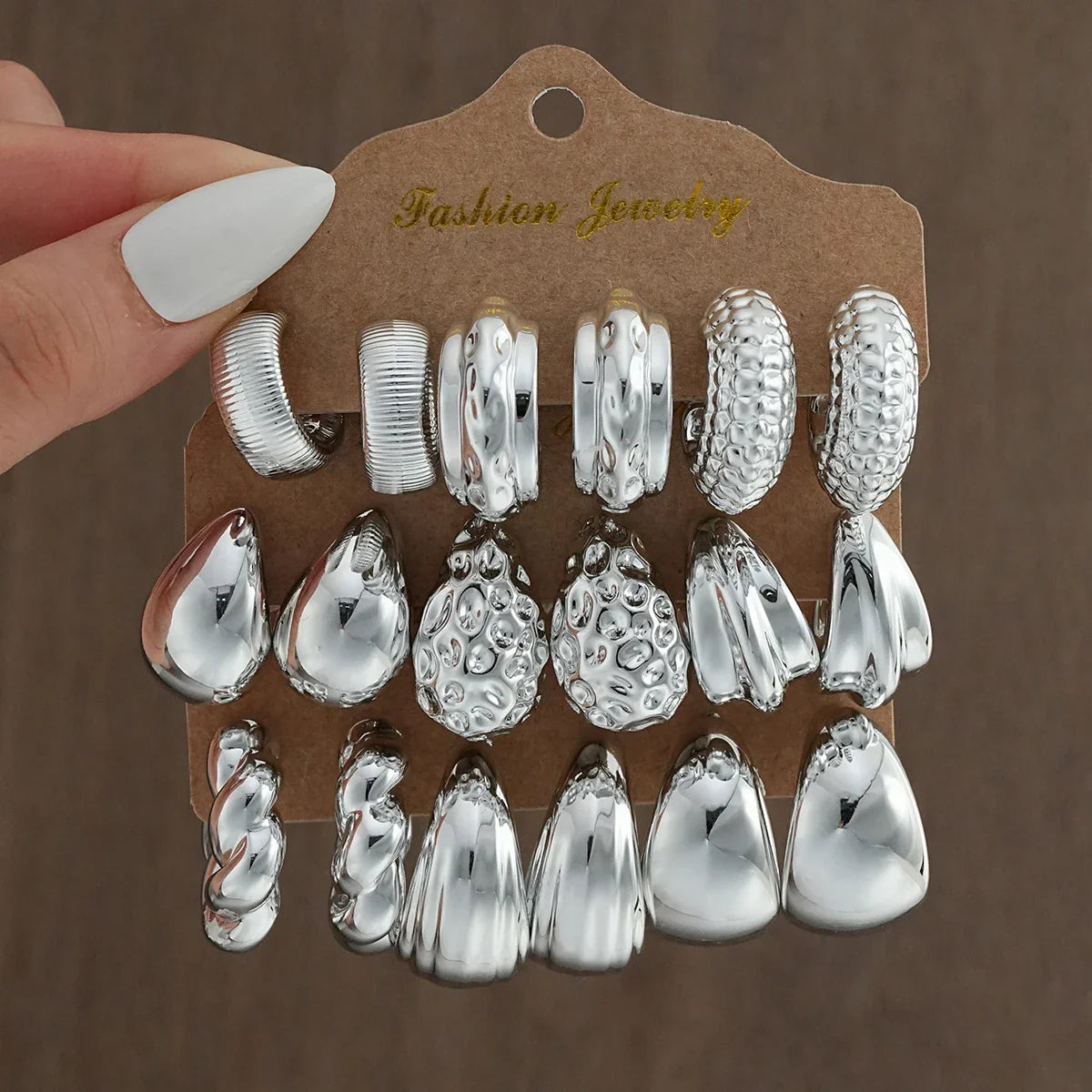18Pcs/Set Vintage Punk Waterdrop Hoop Earring for Women Fashion Gold Silver Color Exaggerated CCB Earring Daily Wear Jewelry New Vera Lux