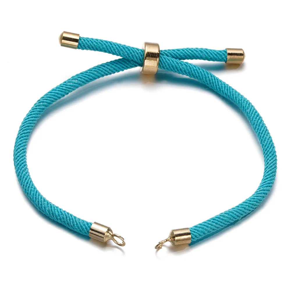 1pc Adjustable Nylon Braided Twisted Cords Slider Friendship Bracelets with Brass Cord End for Jewelry Making DIY Findings Vera Lux