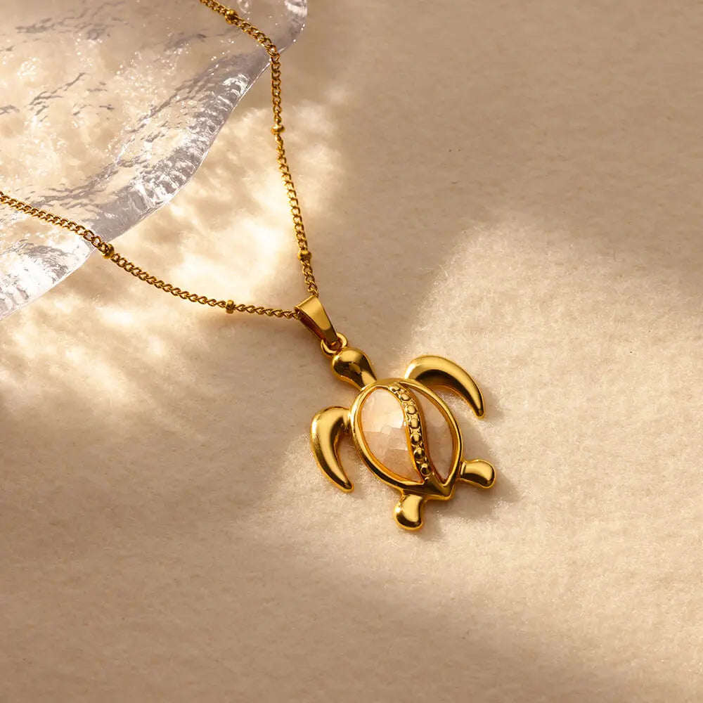Summer Beach Turtle Necklace for Women Stainless Steel Chain Collar Pendant Necklaces Elegant Charm Jewelry Gift y2k Accessories Vera Lux