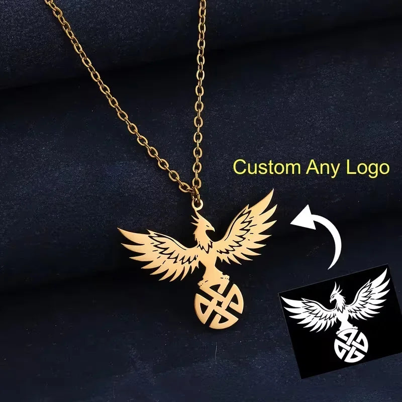 Custom Logo Picture Pendant Necklace For Women Girl Stainless Steel Birthday Gift Children's Drawing Photo Personalized Jewelry Vera Lux