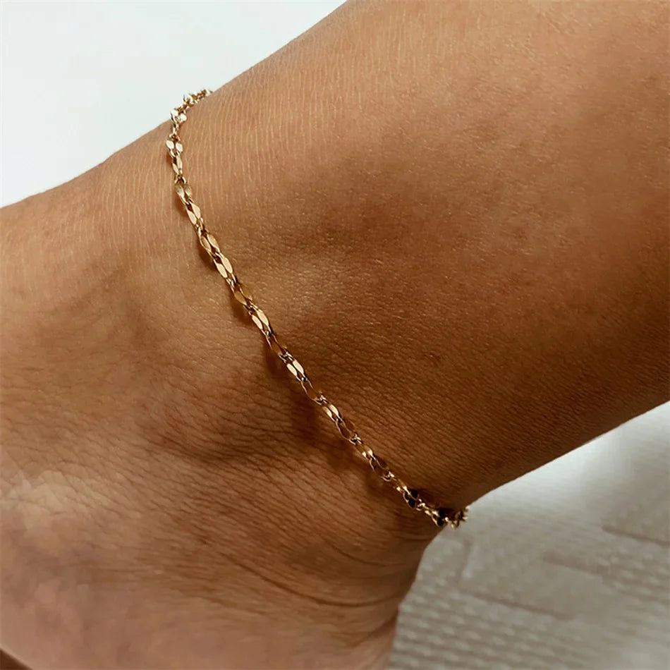 Stainless Steel Fish Lips Chain Anklet For Women Summer Beach Foot Jewelry On The Leg Minimalist Anklets Female Vera Lux