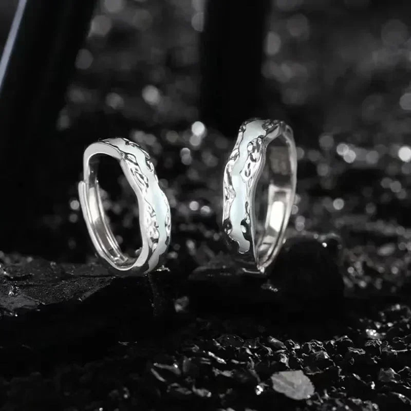 New Enamel Luminous Adjustable Finger Ring Vintage Luxury Love Couples Rings Glow In Dark Y2K Jewelry Valentine's Day Gifts Femstylo