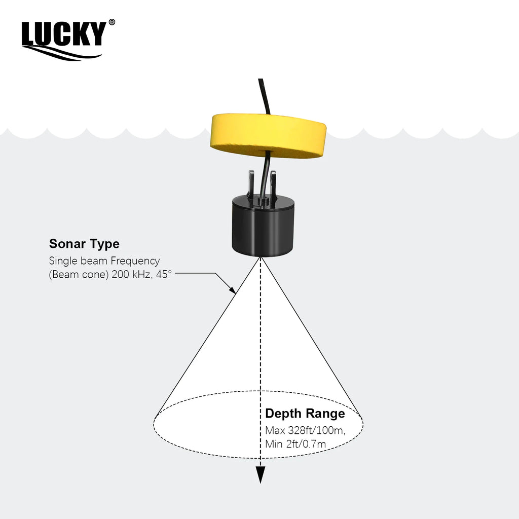 FFC1108-1 Alarm 100M Portable Sonar Fish Finders 45 degrees Sonar Coverage Echo Sounder Alarm Transducer Lake Sea Fishing Whatever the Treasure