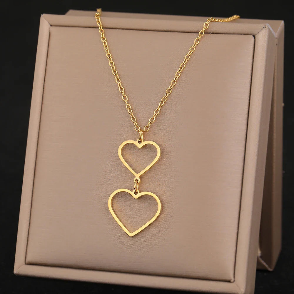 Stainless Steel Necklaces Elegant Exquisite Heart Infinity Symbol Heartbeat Pendants Chain Trend Fine Necklace For Women Jewelry Vera Lux